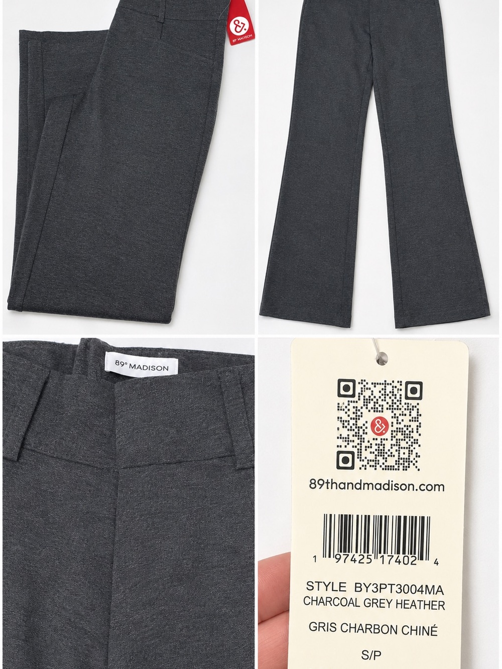 89th & Madison Dark Charcoal Stretch Dress Pants